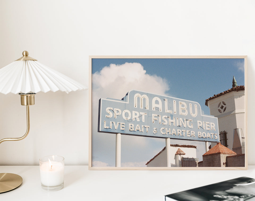 Malibu Pier Sign on Film Photo